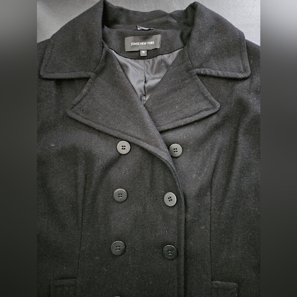 NWOT - Jones New York Wool Blend Black Pea Coat - Size 16 - Picture 10 of 10